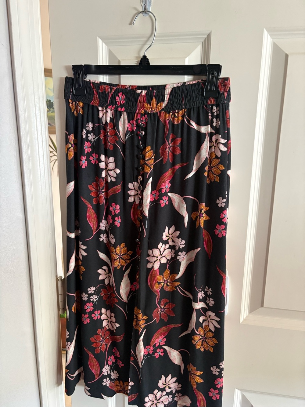 Philosophy Black Midi Skirt with Pink & Orange Floral Print